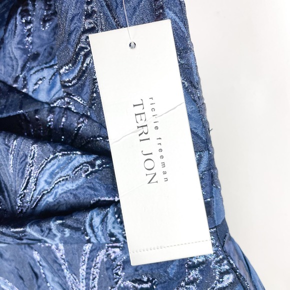 SOLD-Teri Jon Jacquard Off Shoulder Gown - Picture 8 of 11